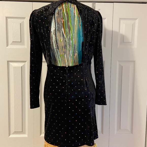 NWOT Topshop Petite Black Velvet Open-Back Dress, Petite size 8 - Picture 9 of 16